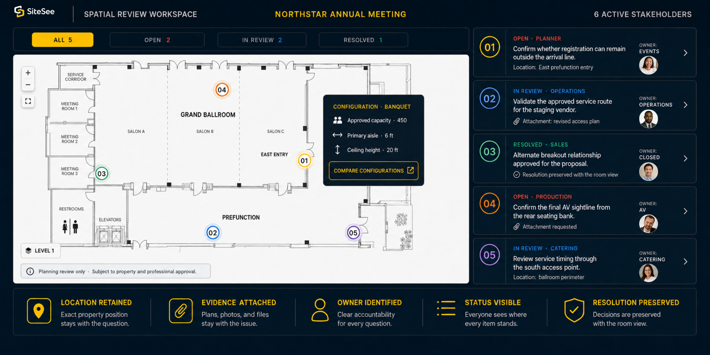 SiteSee planning view used as the location context for spatial notes