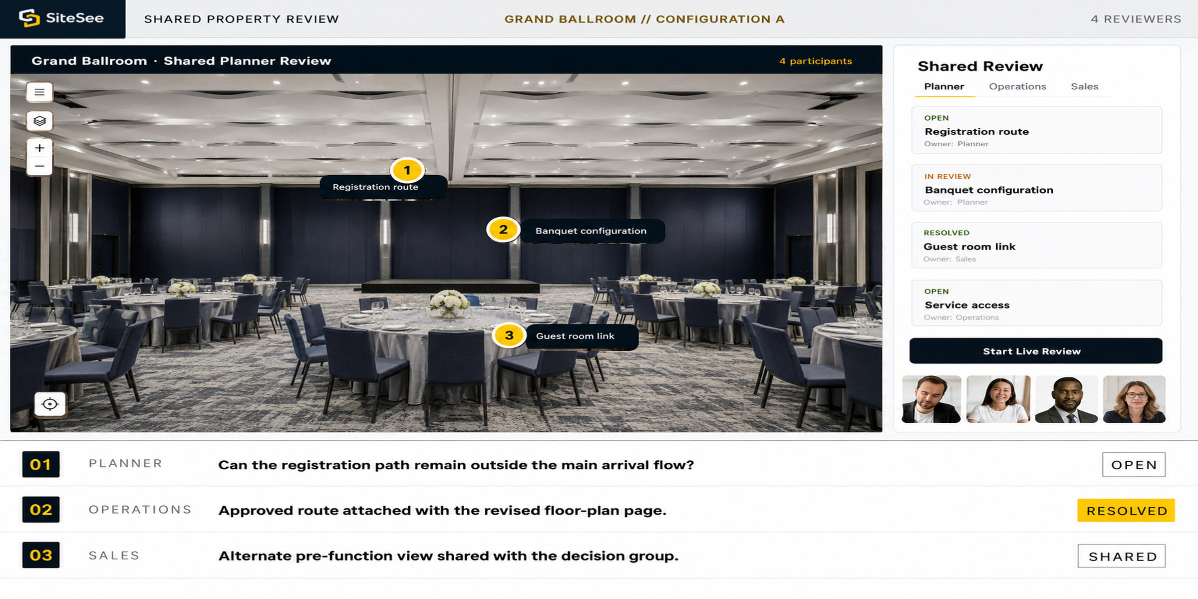 Shared SiteSee property experience used for stakeholder review