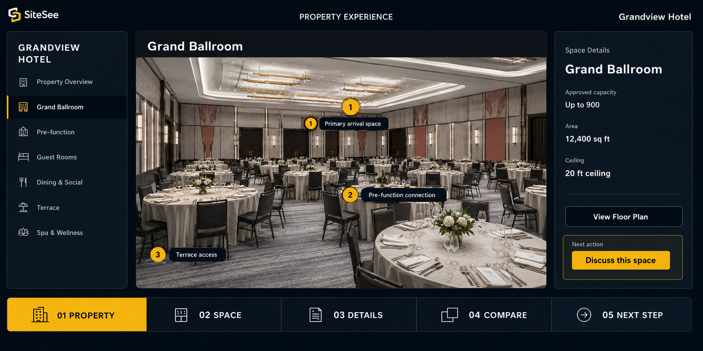 SiteSee guided-selling property experience interface