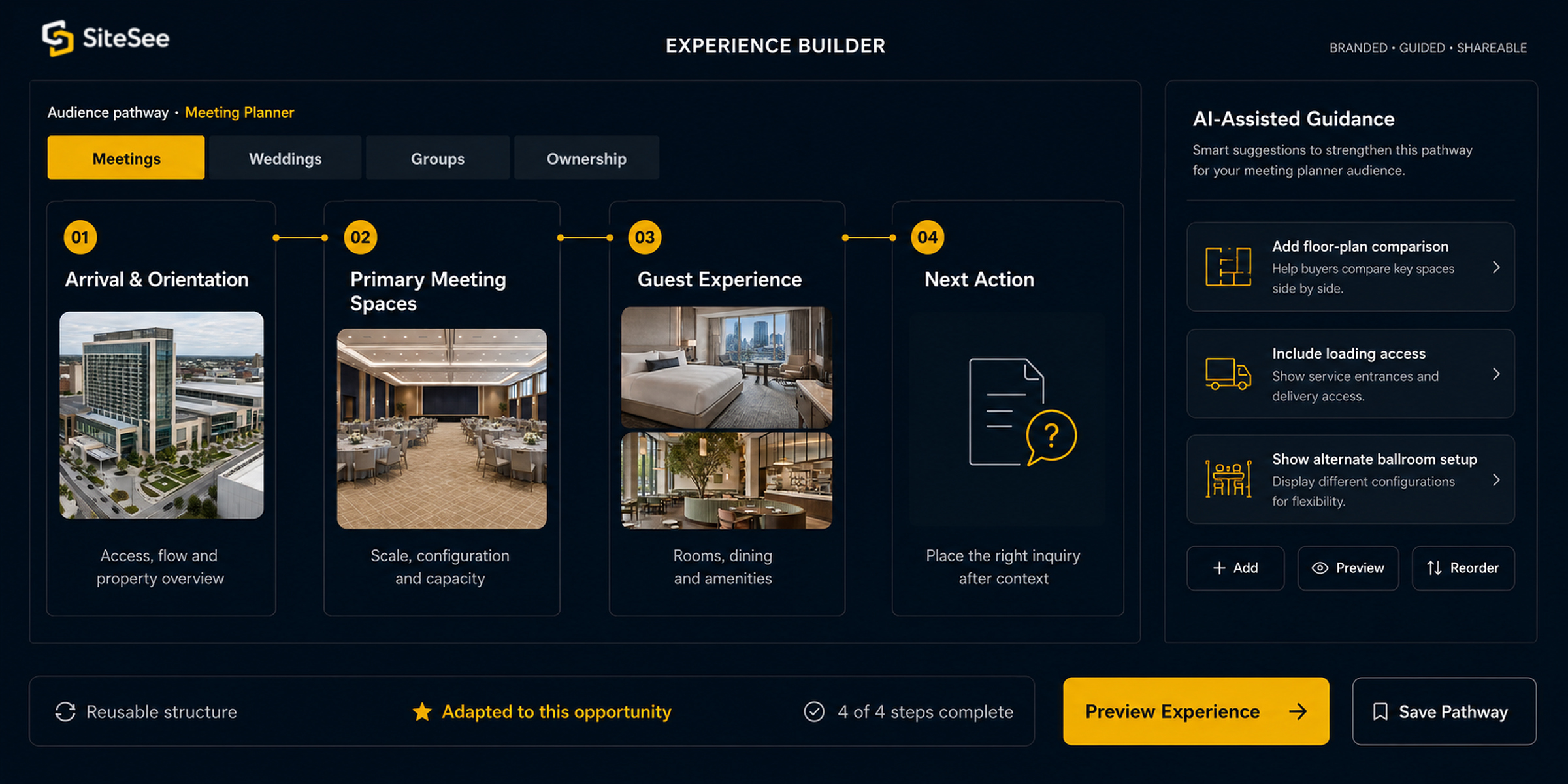 SiteSee aI Assisted Experience Builder Direct Interface