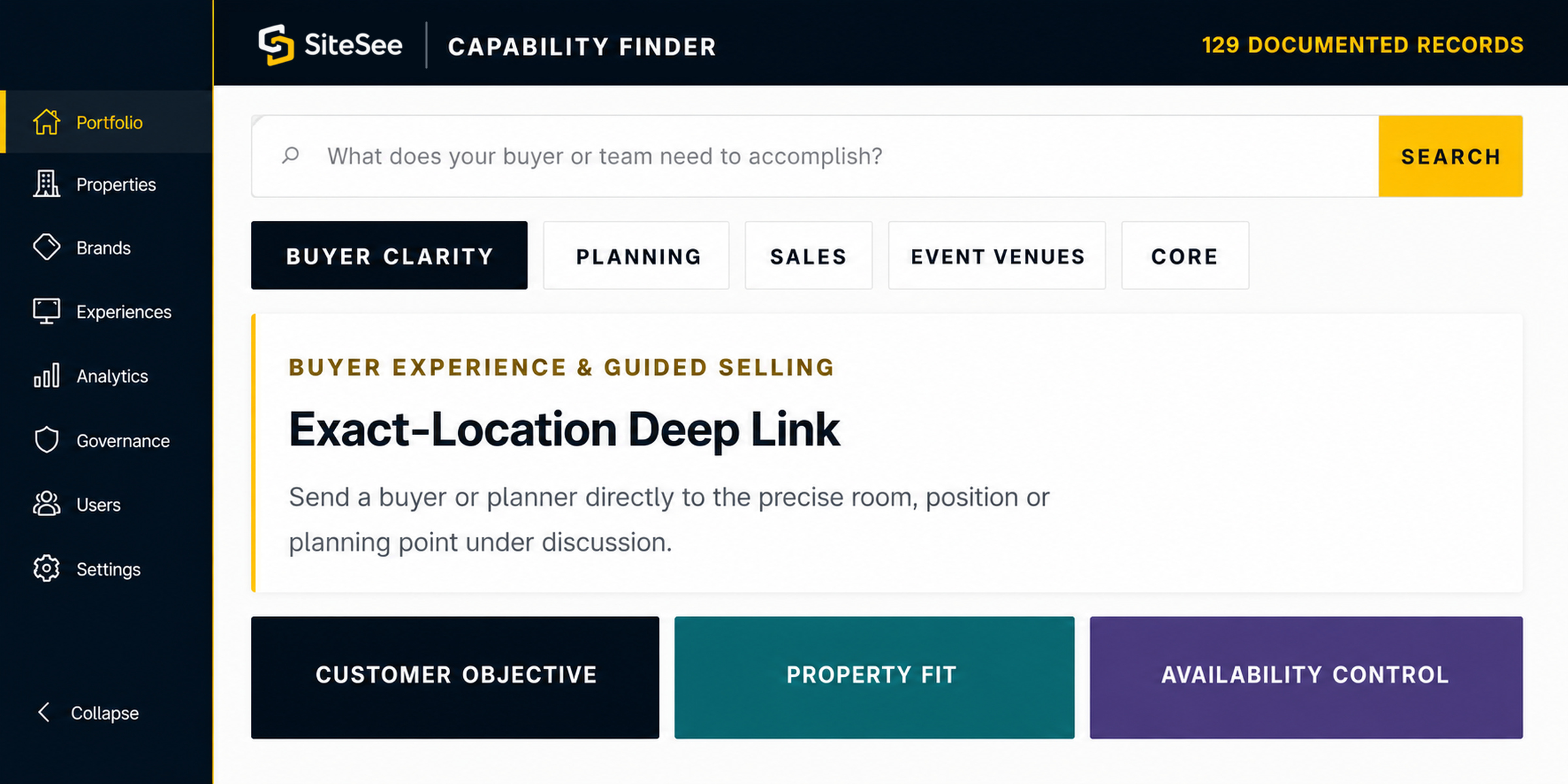 SiteSee capability Finder Direct Interface